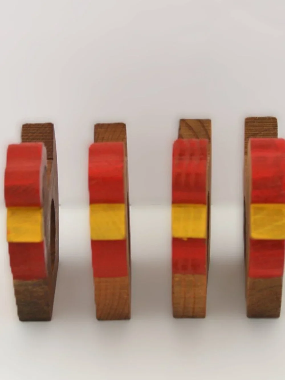 Wooden Handpainted Rooster Napkin Rings Set of 4